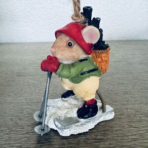 Christmas Mouse Skiing Figurine Holiday Ornament